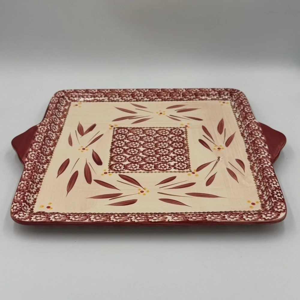 Temp-Tations OLD WORLD Cranberry Red Serving/Baking Tray Platter